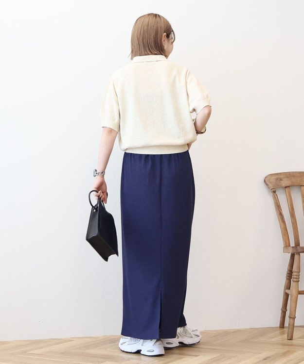 AMERICAN HOLIC ブークレ半袖ニットトップス Navy