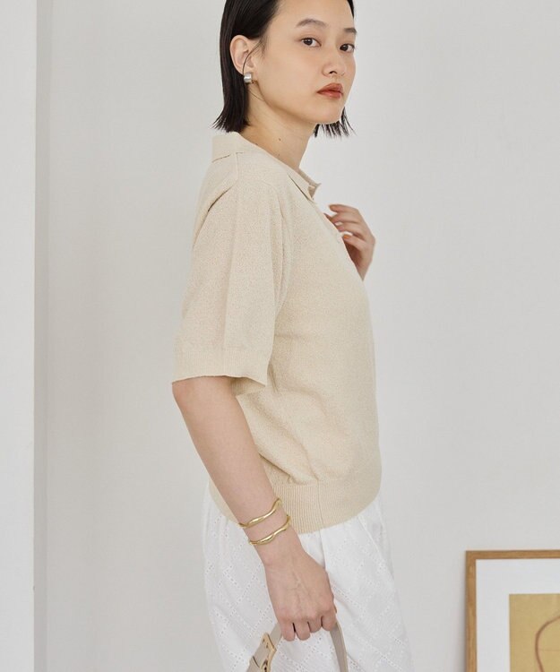 AMERICAN HOLIC ブークレ半袖ニットトップス Navy