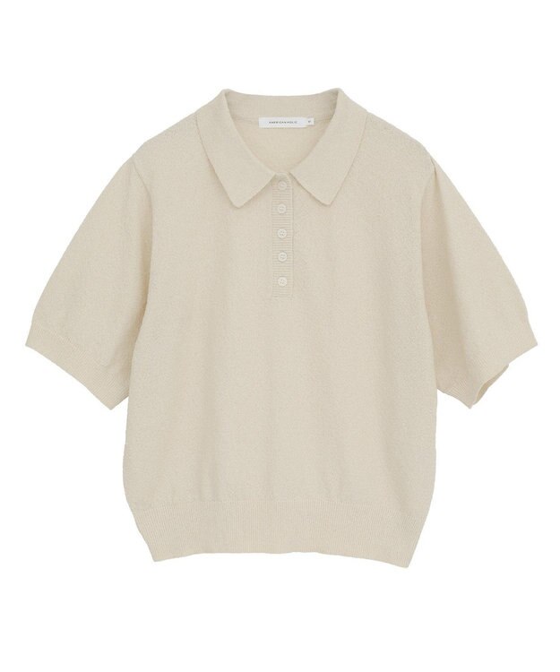 AMERICAN HOLIC ブークレ半袖ニットトップス Navy