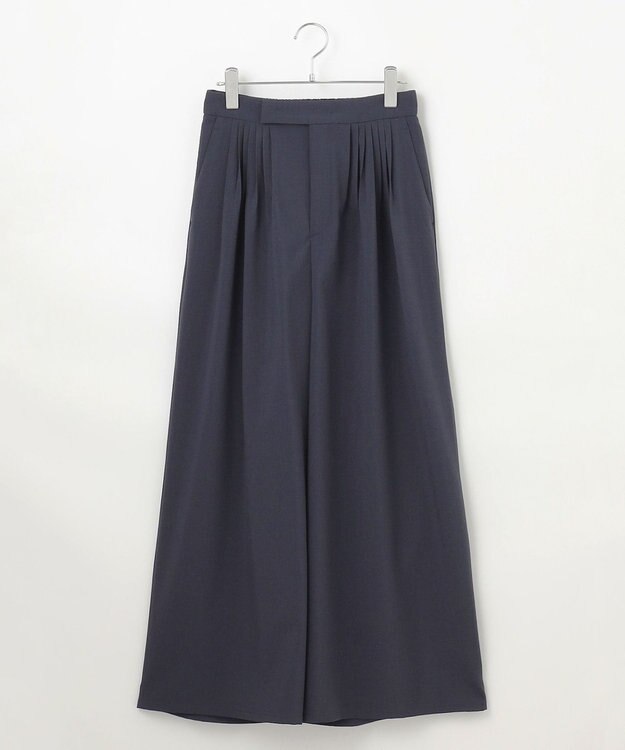 #Newans 【洗濯機可能/ストレッチ】ベリーワイドパンツ ネイビー