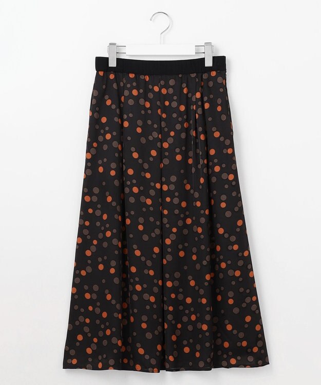自由区 L マルチポルカドットプリント スカート ブラックベース