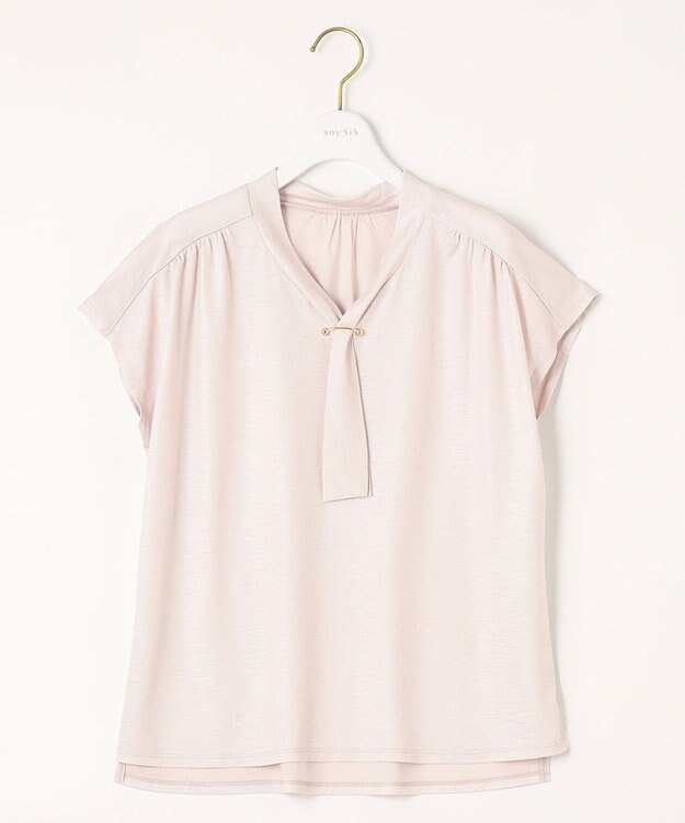 ANY SIS 【洗える】ポリベアボウタイ ブラウス ペールピンク