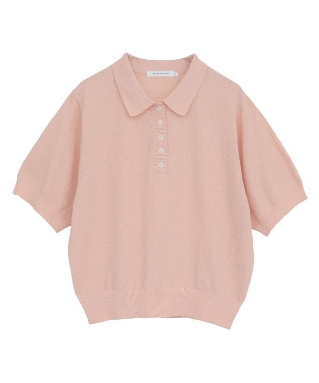 AMERICAN HOLIC ブークレ半袖ニットトップス Navy