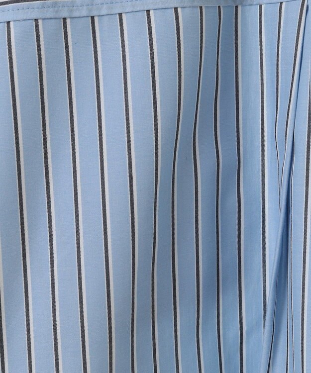 Green Parks イージーケアショート丈ストライプシャツ Off White