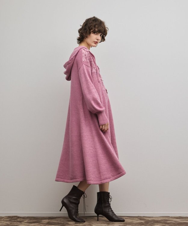 GRACE CONTINENTAL ケミカルレースニットワンピース ピンク