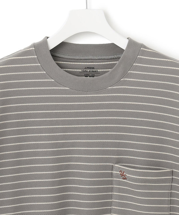 J.PRESS YORK STREET 【UNISEX】リップルボーダー Tシャツ グレー系1