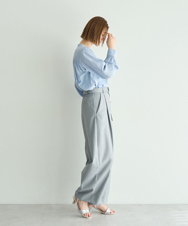 YECCA VECCA ギャザーブラウス Light Blue