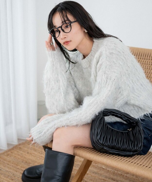 WEGO ブラッシュニットショートプルオーバー ライトグレー