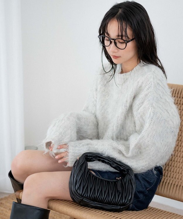 WEGO ブラッシュニットショートプルオーバー ライトグレー