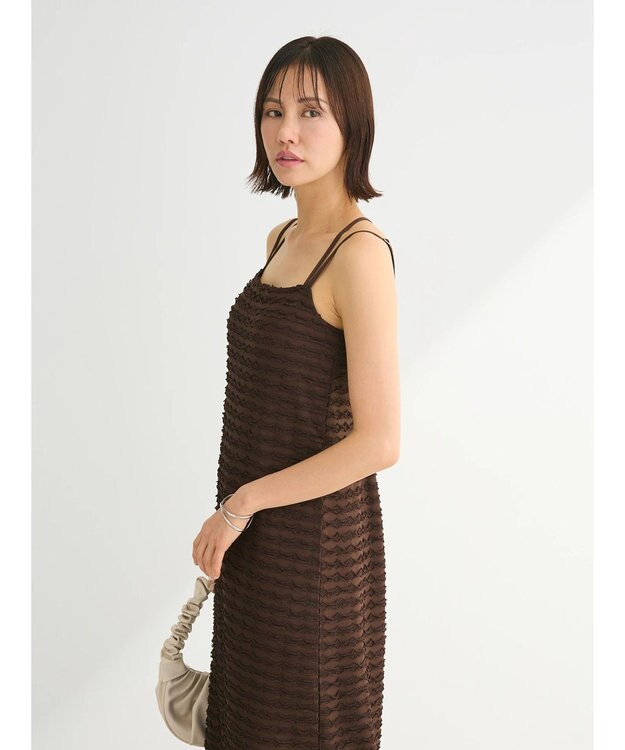 Green Parks カップ付きフリル生地キャミワンピース Brown