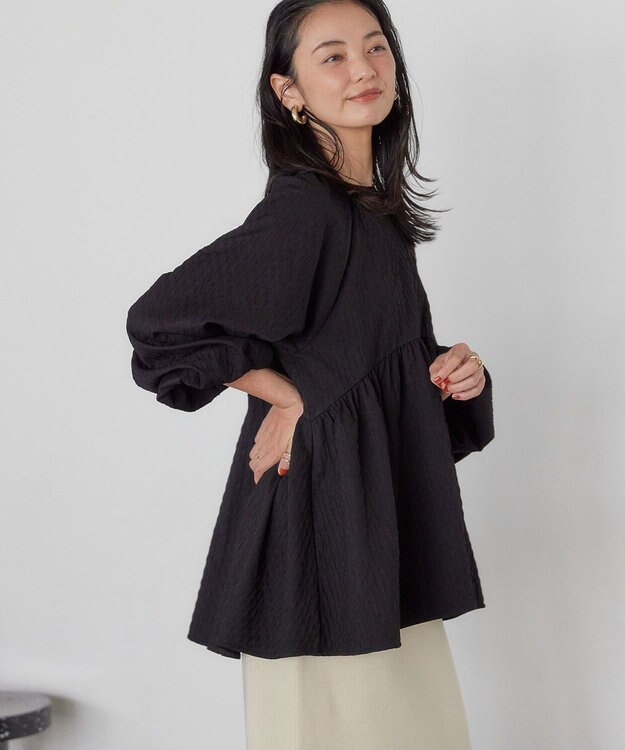 AMERICAN HOLIC ジャガードティアードブラウス Black