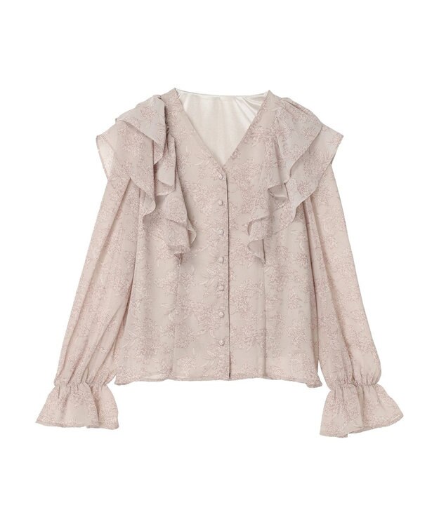earth music&ecology 花柄ラッフルブラウス Pink