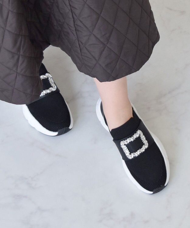 Bridget Birkin 【Bridget Birkin】ビジューバックルニットスニーカー ブラック