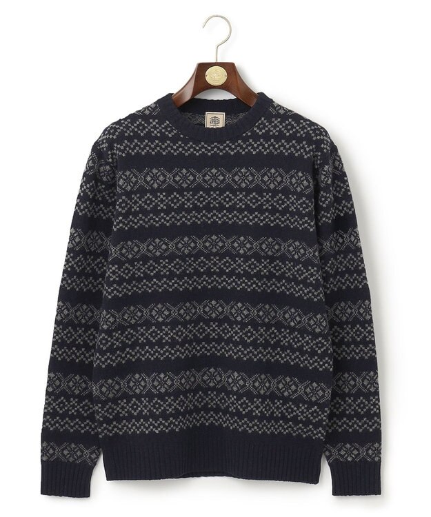 J.PRESS MEN 【WEB限定】フェアアイルクルーネックニット ネイビー系