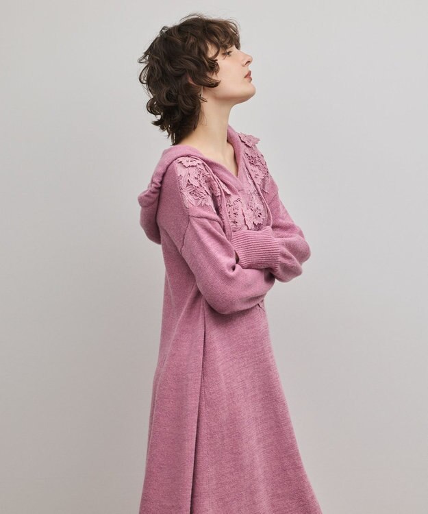 GRACE CONTINENTAL ケミカルレースニットワンピース ピンク