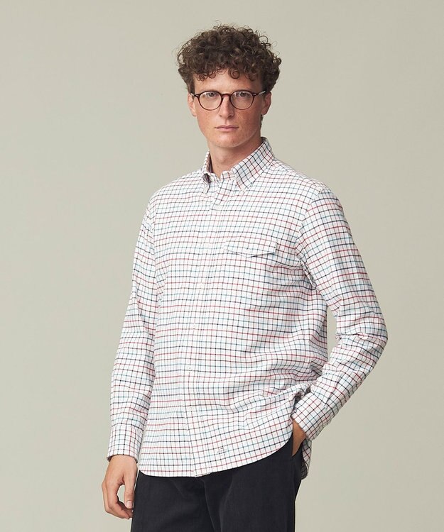 J.PRESS MEN コットンネル タッタソールシャツ/B.D ホワイト系3