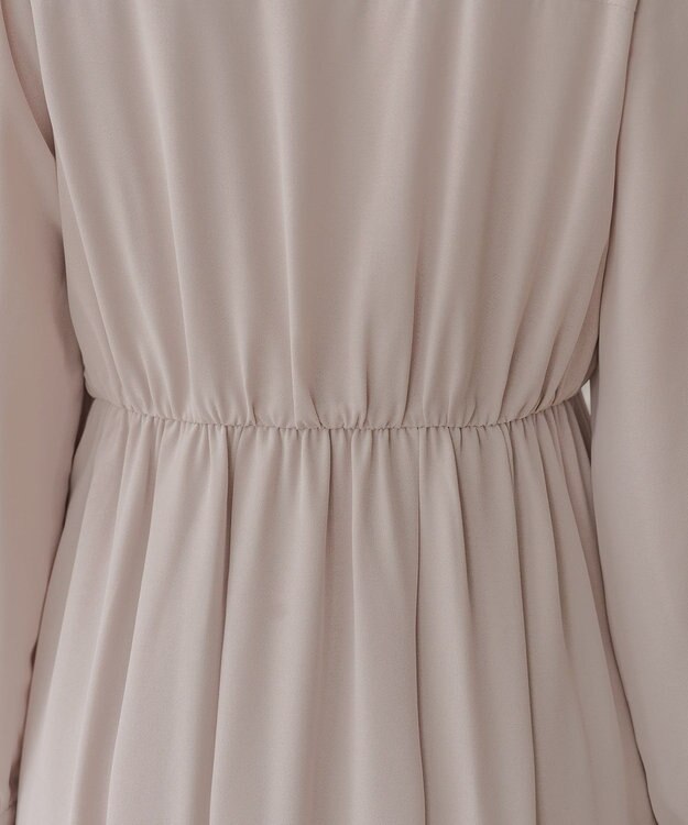 Tiaclasse L 襟フリルリボンワンピース ベージュ