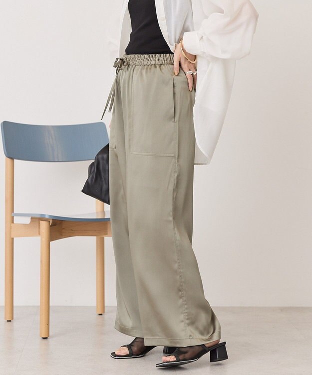 AMERICAN HOLIC 【マルチ機能】サテンベイカーパンツ Olive