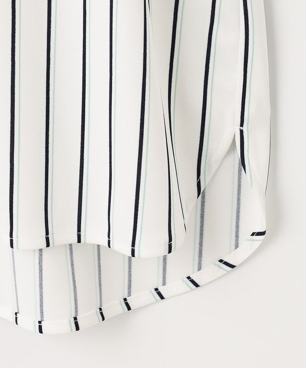 ANY SIS 【接触冷感・吸水速乾・UVケア】エアリードレープスムース フレア袖 ブラウス オフストライプ