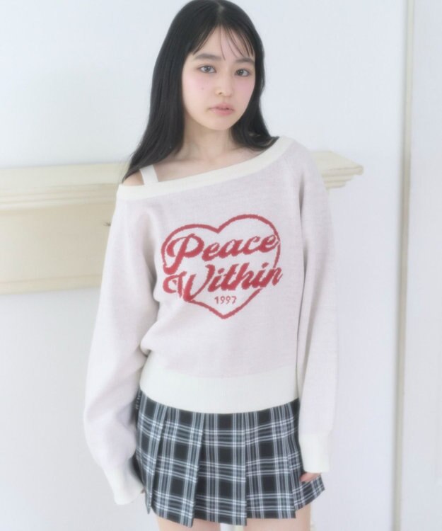 WEGO ハートワンショルニット ホワイト