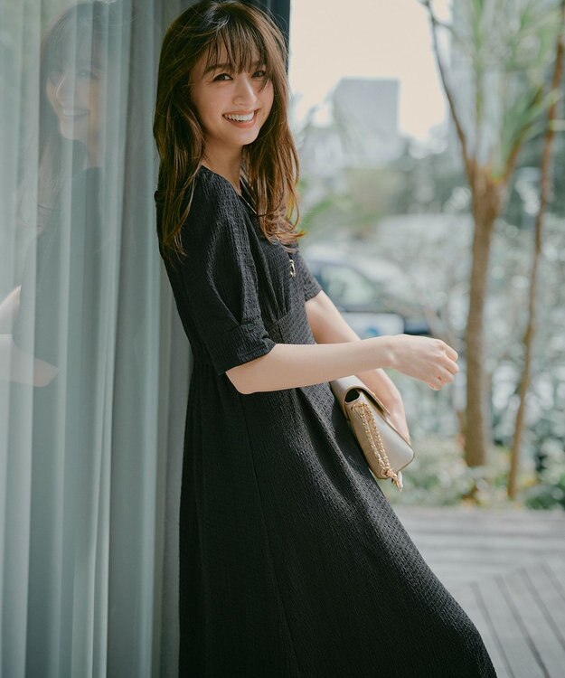 ANY SIS 【WEB限定】カットジャカード ワンピース ブラック