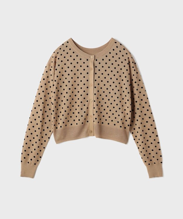 GRACE CONTINENTAL ドットフロッキーニットカーディガン ゴールド