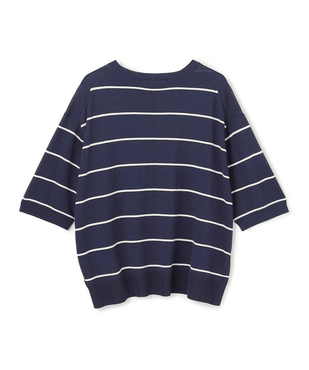 UNFILO L スゴ機能美ニット ハーフスリーブ ネイビーボーダー