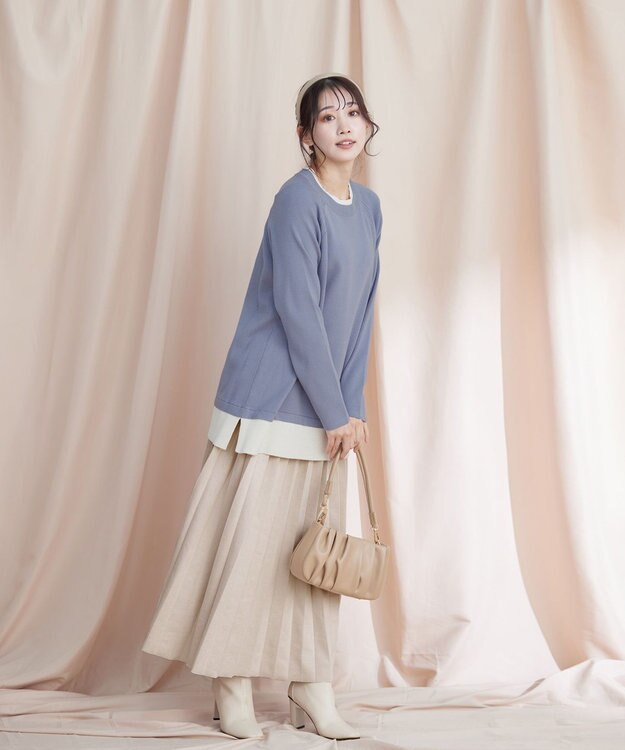 Tiaclasse 【新色追加】スエードポンチプリーツスカート アイボリー