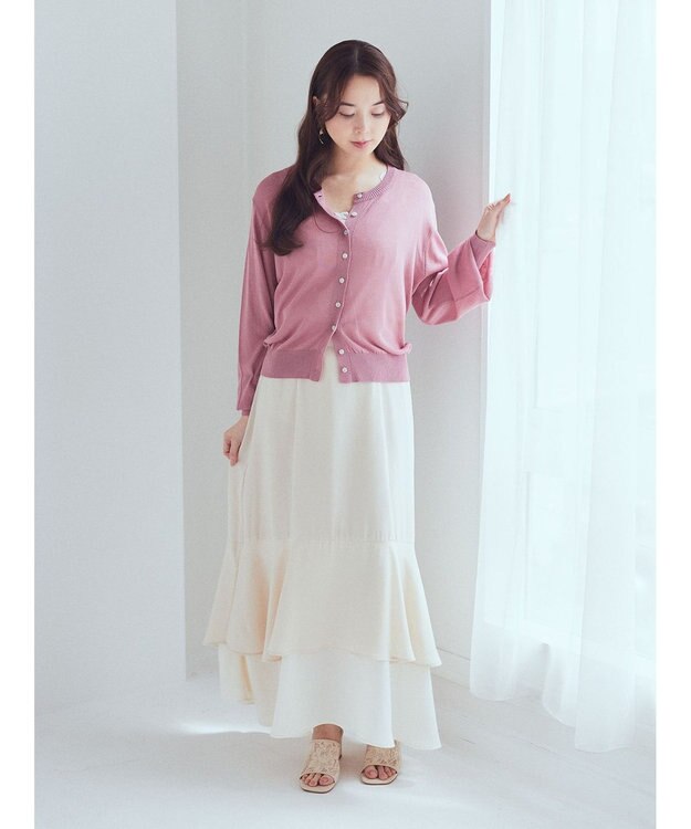 earth music&ecology シアークルーカーディガン Pink