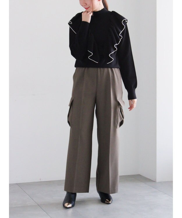 Te chichi ラッフルフリルニット ブラック