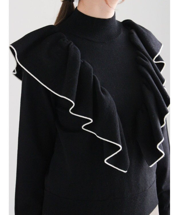 Te chichi ラッフルフリルニット ブラック