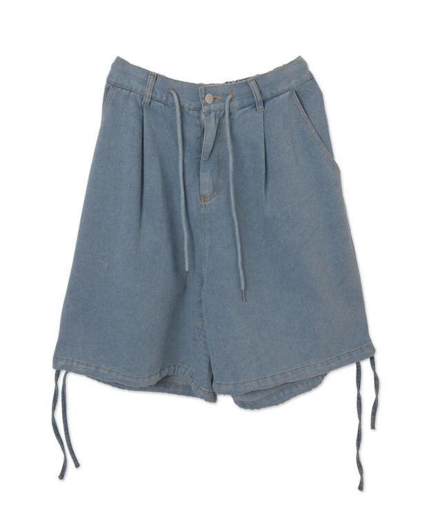 WEGO ドロストワイドルーズハーフパンツ デニム淡色