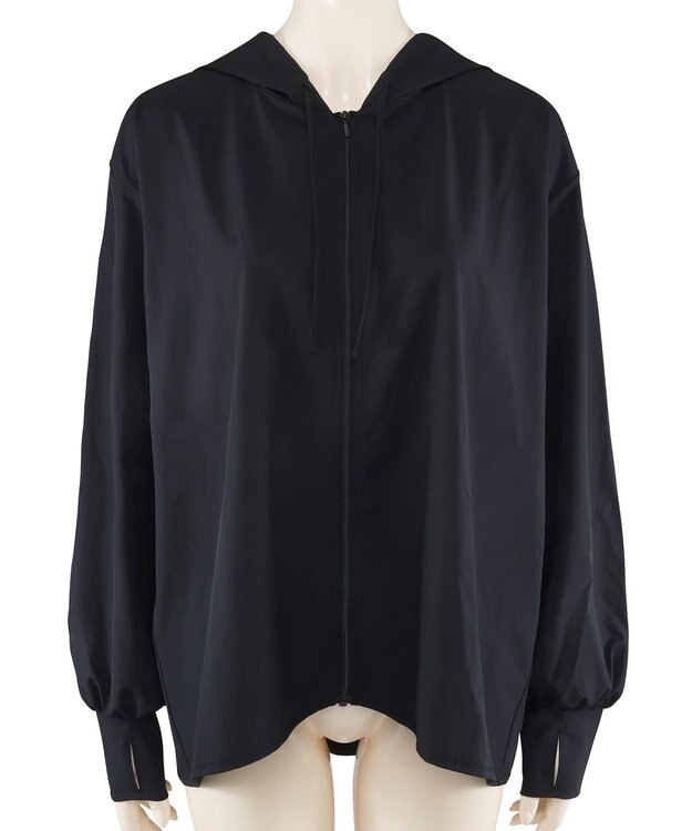 San-ai Resort（三愛水着楽園） 【UPF50+UVカット率最高指数】水陸両用指穴付き　ゆるっと着れるふんわりシルエットパーカーM・L【Big Apple's（ビッグアップルズ）】 クロ