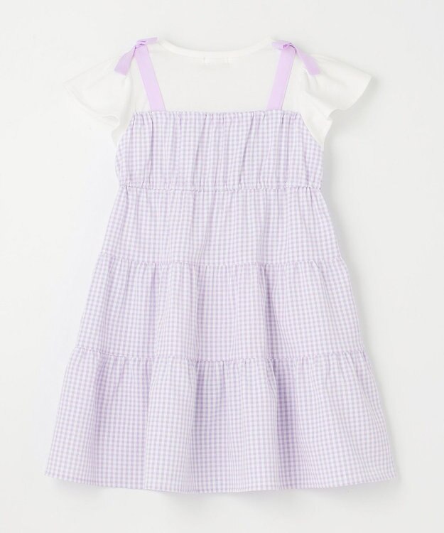 ANY KIDS サッカー ギンガム ワンピース ラベンダー系