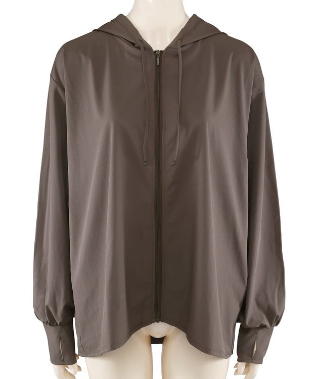 San-ai Resort（三愛水着楽園） 【UPF50+UVカット率最高指数】水陸両用指穴付き　ゆるっと着れるふんわりシルエットパーカーM・L【Big Apple's（ビッグアップルズ）】 ブラウン