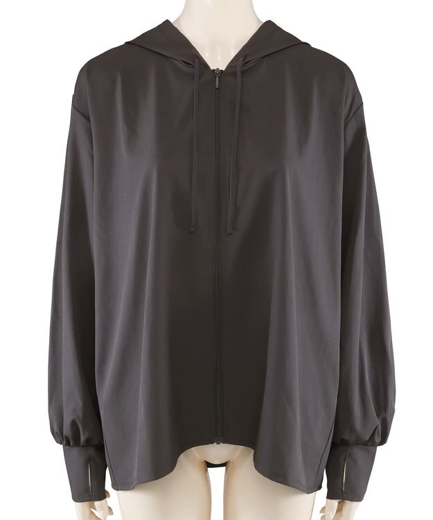 San-ai Resort（三愛水着楽園） 【UPF50+UVカット率最高指数】水陸両用指穴付き　ゆるっと着れるふんわりシルエットパーカーM・L【Big Apple's（ビッグアップルズ）】 チャコール