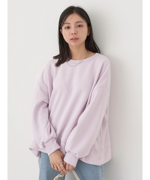 earth music&ecology サイドボタンダンボールプルオーバー Light Pink
