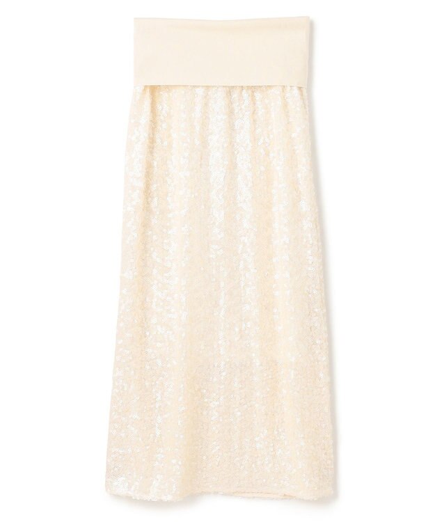 BEIGE， 【洗える】ALYSSUME / スパンコールストレッチニットスカート Ecru