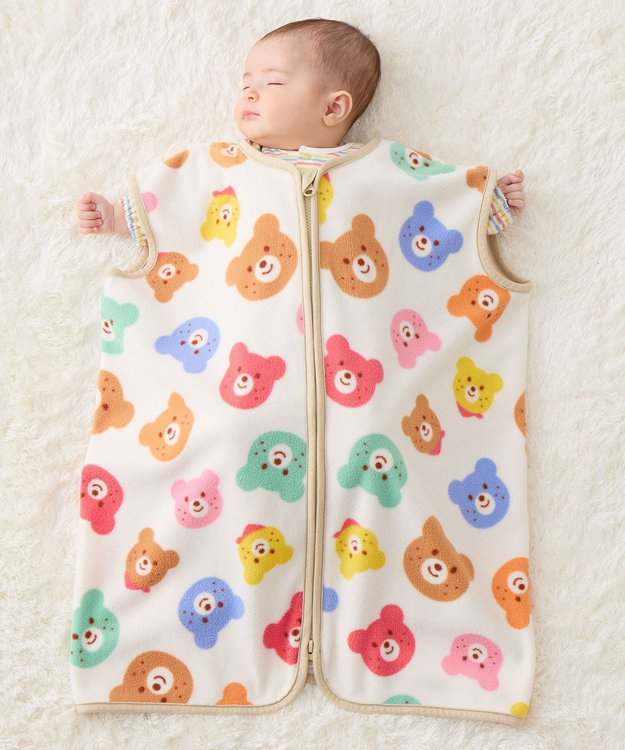 MIKI HOUSE HOT BISCUITS カラフルビーンズ フリース素材 スリーパー マルチカラー