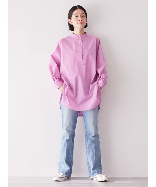 AMERICAN HOLIC イージーケアバンドカラーシャツチュニック Pink