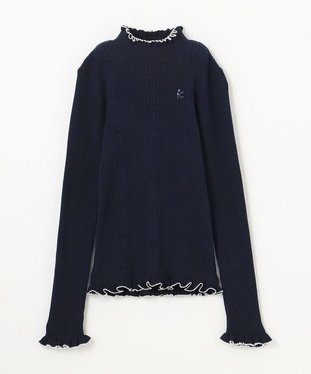 組曲 KIDS 【150-160㎝】リブニット ネイビー×オフ系