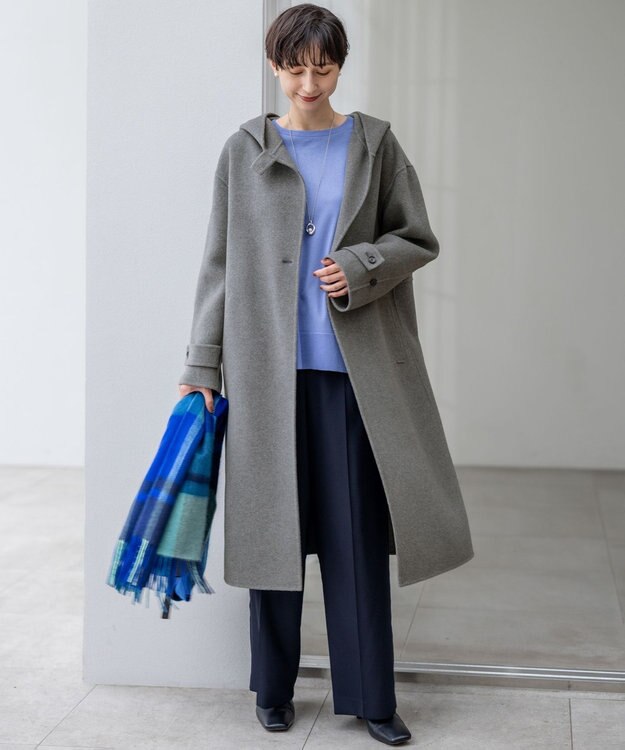 23区 S 【滝沢眞規子さん着用/VERY掲載】MANTECOPureリバー フード ロングコート ミディアムグレー系