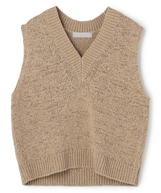 UNFILO テープヤーンニット ベスト キャメル