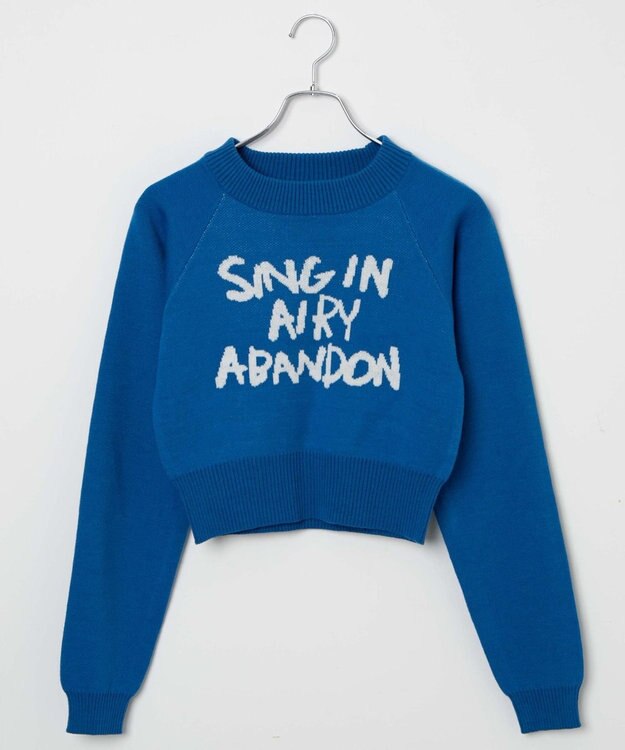 WEGO ジャガードショートニットプルオーバー ブルー