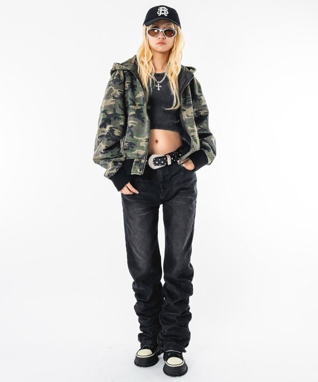 WEGO 【ユニセックス着用ITEM】リップストップフードブルゾン 柄1