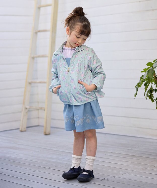 ANY KIDS 裾ペプラム 花柄 ブルゾン ミント系