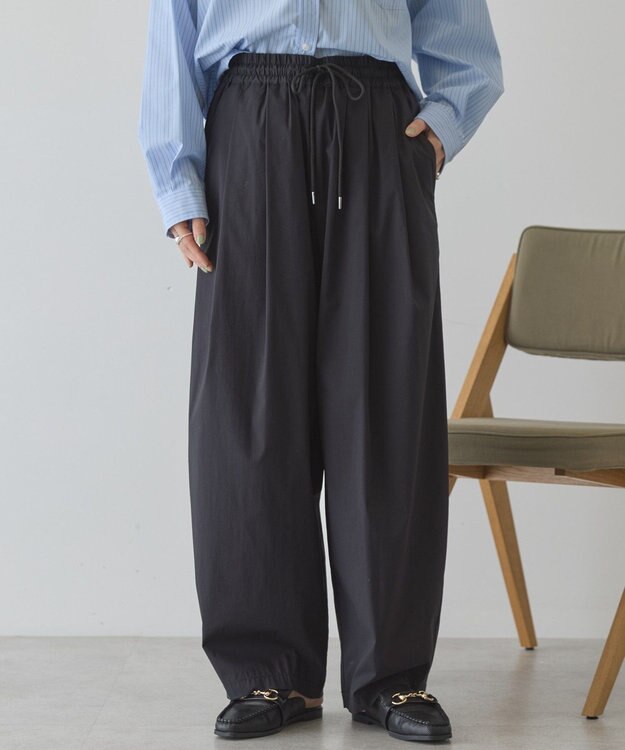 AMERICAN HOLIC ナイロンドロストタックパンツ Black