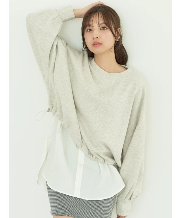 earth music&ecology 裏毛ドロストプルオーバー Oatmeal