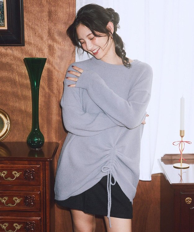 earth music&ecology パウダーシャギーシャーリングニットミニワンピース Gray