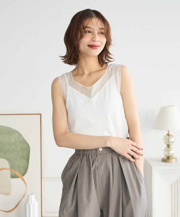 Green Parks ・ＳＵＧＡＲ　ＳＰＯＯＮ　シアー切替タンクトップⅡ Off White